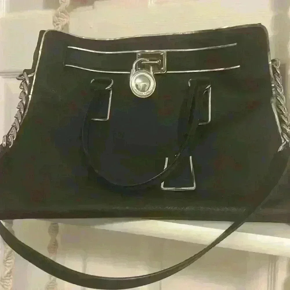 Michael Kors Black Hamilton Large Saffiano Leather Shoulder Bag Crossbody - Picture 9 of 15